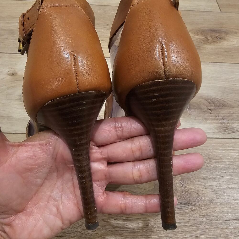 Lauren by Ralph Lauren Women's Beth Brown Leather Heels Size 9 - Picture 4 of 8